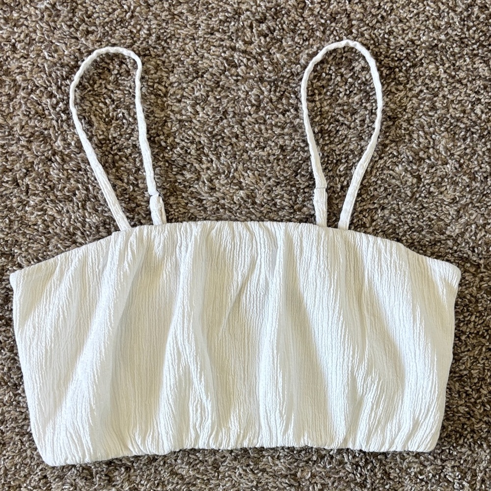 Women’s White 100% Cotton Cropped Cami Top Size S